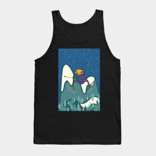 Freestyle woman skier on snowy mountain at dusk Tank Top